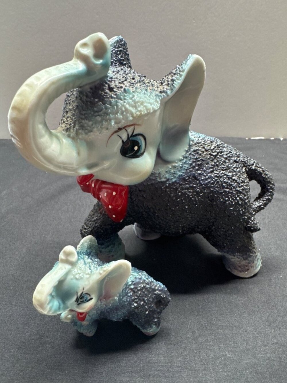 Arnart Kitschy VTG Anthropomorphic Circus Elephant Figurines Momma w/Baby Sugar